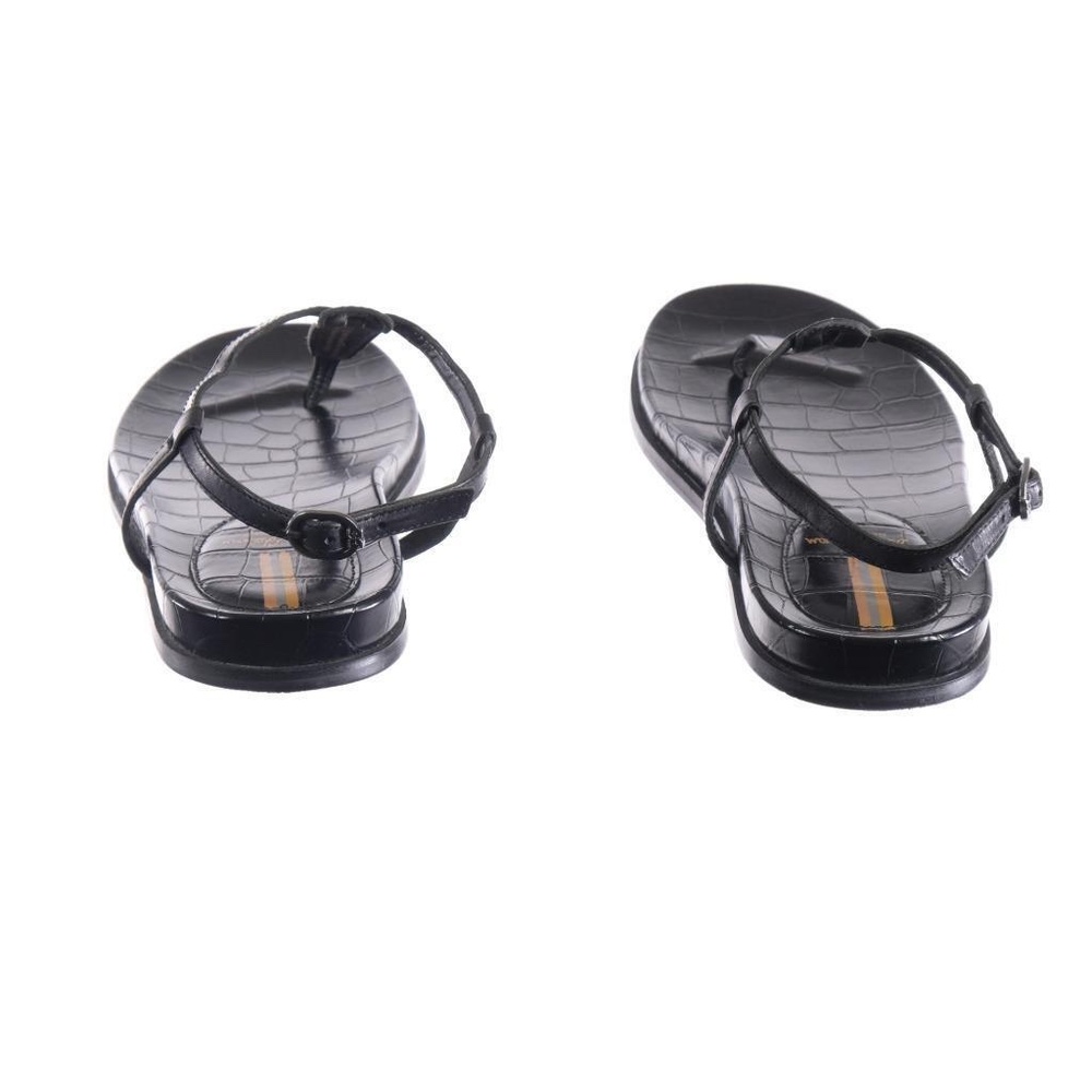 Sam Edelman Black Croc-Embossed T-Strap Sandals - Picture 6 of 6